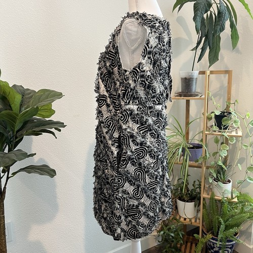 Vestido recto estampado Odeeh negro hasta la rodilla sin mangas cuello redondo talla EU 36 - Imagen 4 de 13