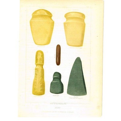 INDIANER INDIANER Antiquitäten Pequea Äxte - antiker Druck um 1853