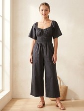 NWT Old Navy Black Smocked Wide-leg Jumpsuit