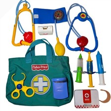 Fisher-Price Medical Kit Pretend Play Set Kids Nurse Doctor Stethoscope Vintage