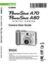 Canon POWERSHOT A60 A70 Digital Camera User Owner Instruction Manual