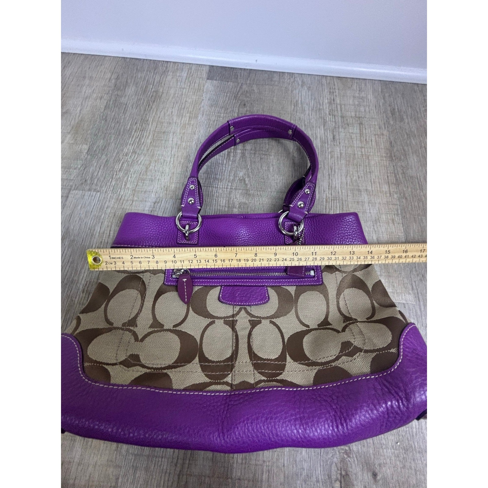 Coach Penelope 14422 Signature C Jacquard Purple Leat… - Gem
