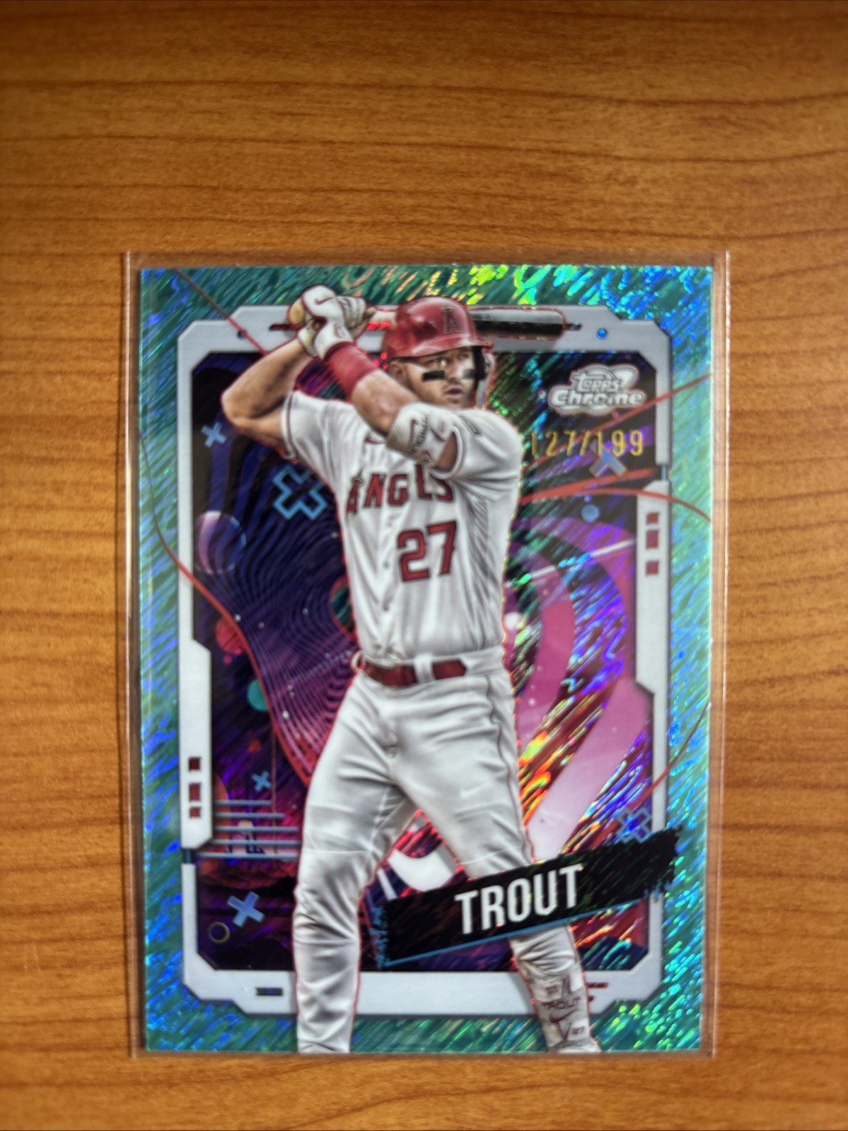 2024 Topps Cosmic Chrome Mike Trout Aqua Equinox Refractor #127/199 Angels