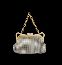 WHITING DAVIS CO White Alumesh Mesh Cream Color Lucite Hand Bag Purse ART DECO