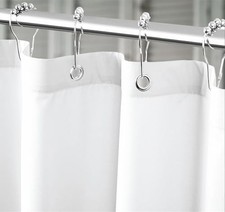 Long Fabric Shower Curtain Liner with 6 72"W x 75"L Pack of 1 White
