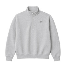 ALO Yoga Grey Accolade Unisex Quarter Zip Fleece Pullover Activewear S M L