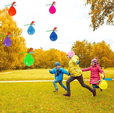 6pcs Balloon Helicopter Toy Set with Balloons & Blades for Kids Outdoor Fun