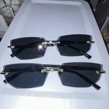 2pair Mens Rimless Rectangular Sunglasses Bla...