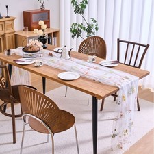 Vintage Lace Table Runner Floral Doilies Flower Embroidery Wedding Dinning Beige