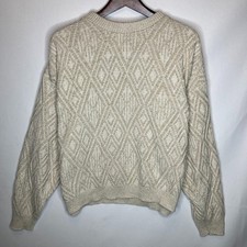 GAS Men’s L Beige Diamond Knit Vintage Sweater Made in USA 90s Y2K Textured