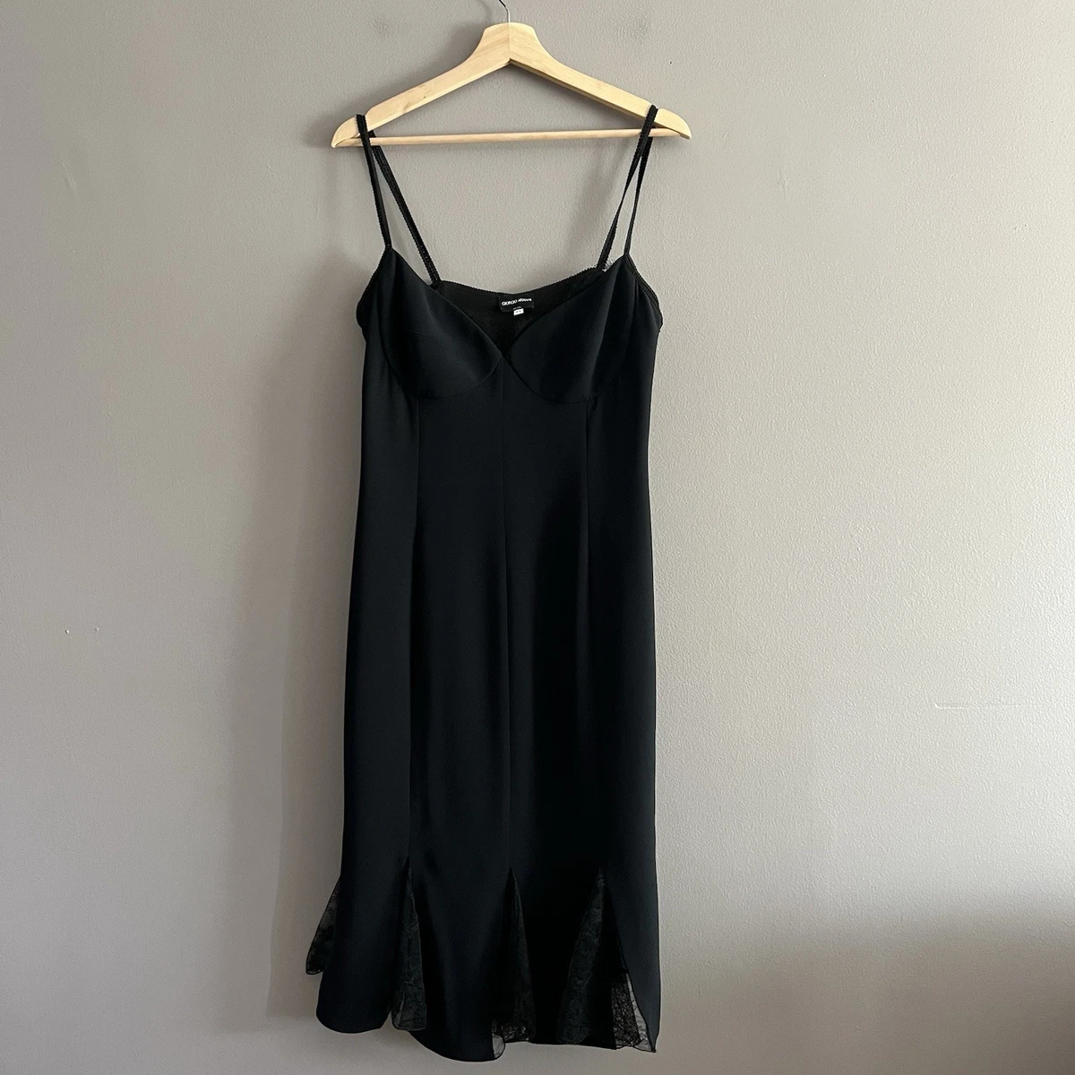 strapless open back dress Giorgio Armani Spring 1991 Runway Grey Beaded Silk Dress  Studded Petals  Vintage