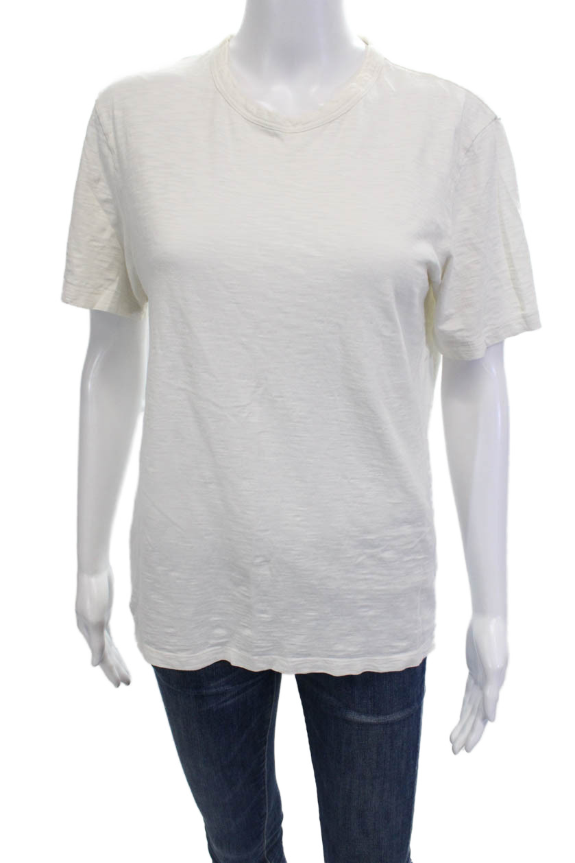 Theory Women's Short Sleeves Round Neck Basic T-Shirt White Size XSFree Shipping in US $100+ Orders | $6.95 Orders Below