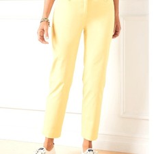 Talbots Perfect Cropped Butter Yellow Cotton Stretch Chino Pants Women's 6 EUC