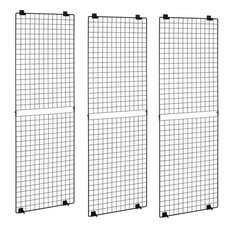 3 Pack 2x6 ft Wire Grid Wall Panels, Black Steel Display Rack