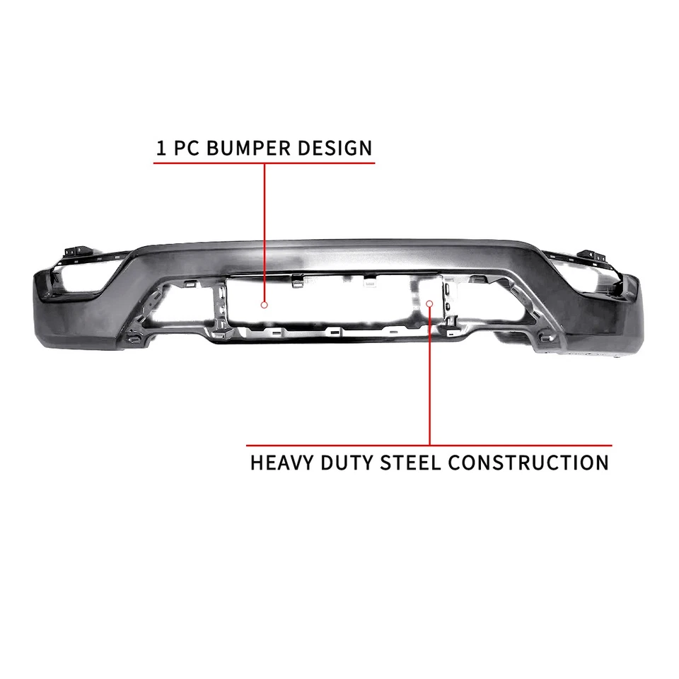 Carbonized Gray Front Bumper For 2021-2023 Ford F150 F-150 XL XLT W/ Fog Holes Foto 4 de 4