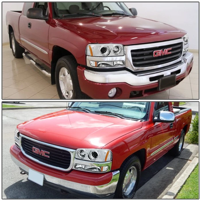 FARO HALO NEGRO + LUZ ÁMBAR + SISTEMA LED BLANCO 6000K PARA 99-06 GMC SIERRA Foto 4 de 4