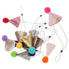 10 Pcs Cat Party Hat Birthday for Dog Kitten Headband Hats Cone with Pompoms