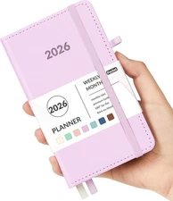Forvencer Pocket Planner 2026, Weekly Monthly Planners with 3.5" x 6", Purple 