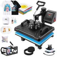 5 IN 1 Combo T-Shirt Heat Press 12"x15" Transfer Machine Sublimation Swing Away