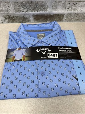 Callaway Opti Dri Geometric Polo Shirt Mens Large Blue Golf Performance Stretch