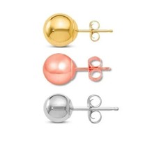 Authentic 14kt Solid Yellow Gold Stud Earrings Polished Ball Bead Studs 14k