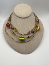 Multi Color Multi Strand Glass Bead Necklace
