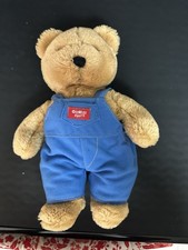 VTG Eden Oshkosh B'gosh Plush Brown 12  Lovable Teddy Bear W/ Blue Overalls