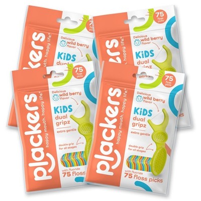 Plackers Kids Dental Floss Picks 75, Multicolor, Fruit Smoothie Swirl, Original