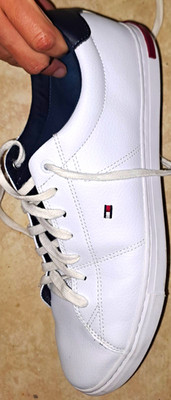 Tommy Hilfiger Herren Sportschuh Sneaker Low Top weiß blau rot Schnürung 44