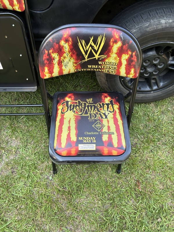 🔥WWE Judgement Day Autographed Chair Signed By Rick Flair Nature Boy Wooooo🔥