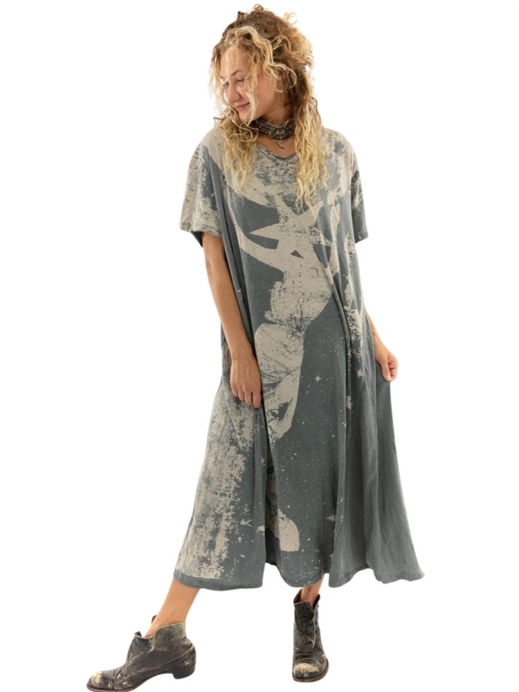 Vestido Camiseta Magnolia Pearl Space Disco en Ozzy Talla Única Algodón Midi NUEVO 44557
