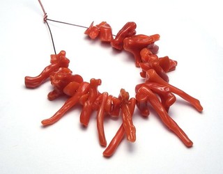 ITALIAN CORAL BRANCH BEADS Red 5 22mm NATURAL 3" Strand