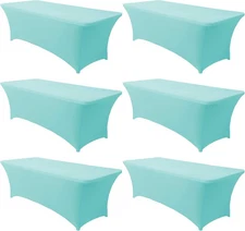 Obstal 6 Pack Stretch Spandex Table Covers for 6 Foot 6FT | 6 Pack, Blue 