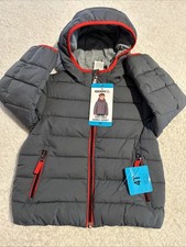 Gerry Kids Lined Bubble Puffer Jacket Gray Red Hooded Size 4 NWT