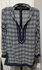 Tory Burch Size 4 Cotton Tunic Navy And White