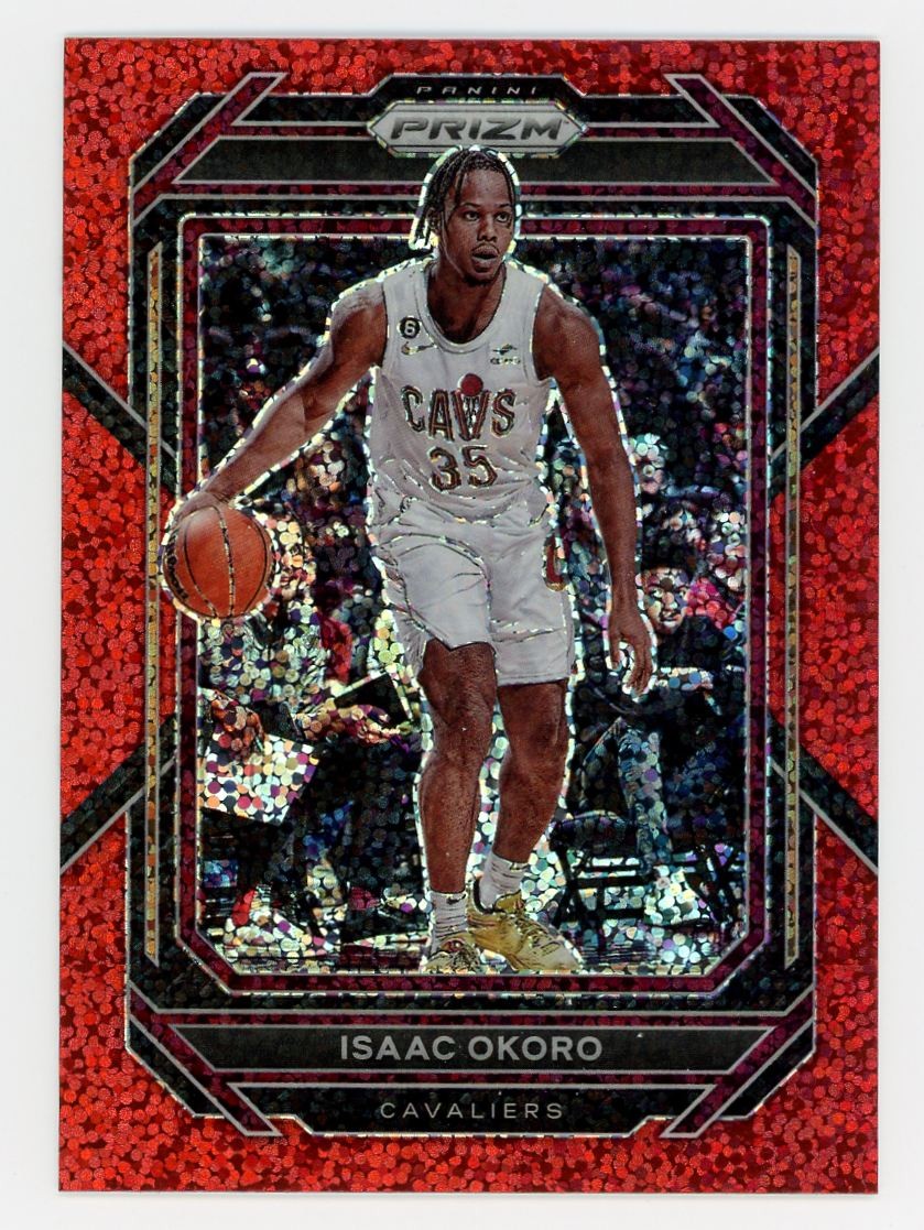 2022-23 Panini Prizm #78 Isaac Okoro Prizms Red Sparkle