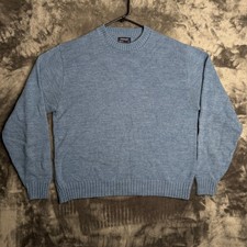 Wrangler Crewneck Sweater Mens XL Blue Knit Long Sleeve Pullover Made in USA