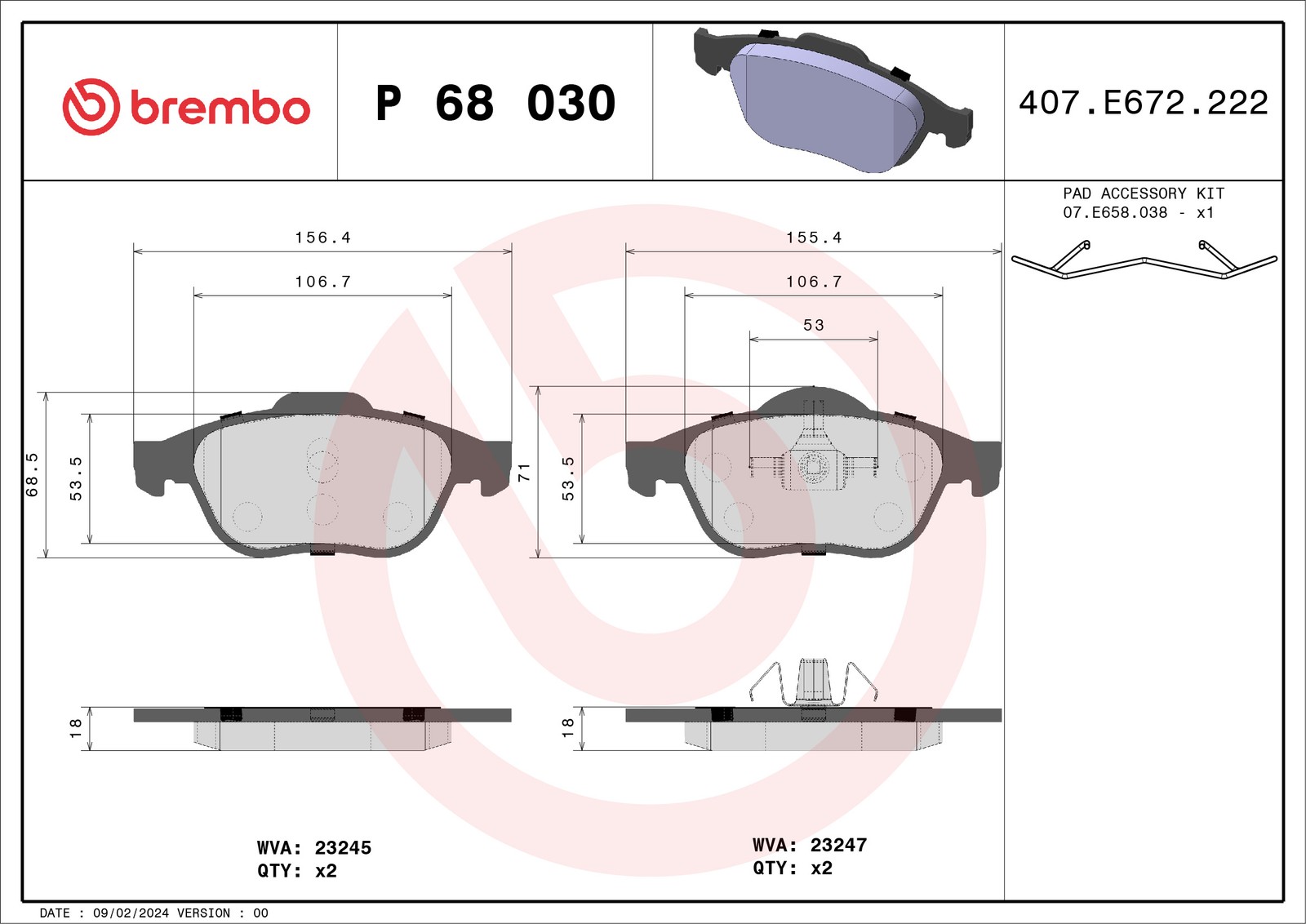 Bremsbelagsatz Scheibenbremse 18 mm BREMBO für u.a. RENAULT LAGUNA - Bild 5