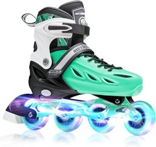 Inline Skates Girls  Boys Women Men 4 Sizes Adjustable Inline Skates W/ Light