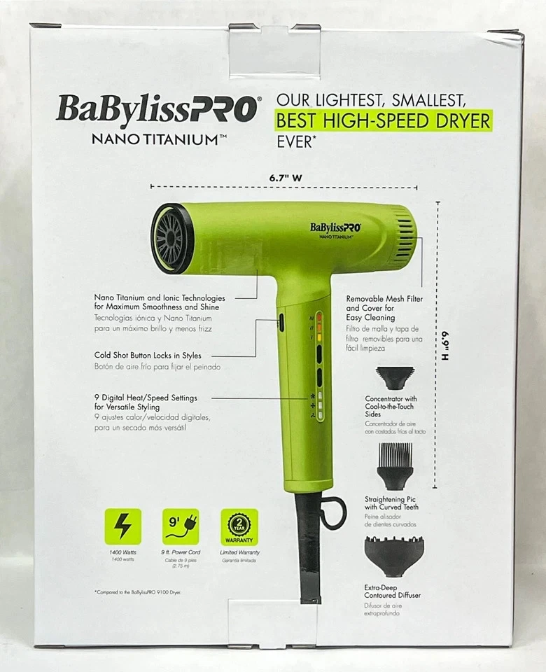 # BNTC9200NY BABYLISS PRO NANO TITANIO PROFESIONAL LIGERO IÓNICO SECADOR DE PELO Foto 3 de 4