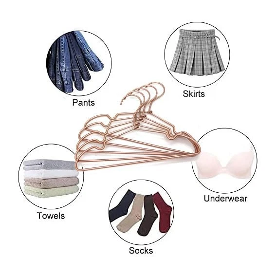 "Perchas para ropa de bebé con alambre de metal dorado rosa, pantalones de abrigo antideslizantes para niños de 12,6""... Foto 4 de 4