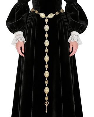 Medieval Chain Belt for Women - Gold Renfaire Gothic Witch Belts for Dresses,...