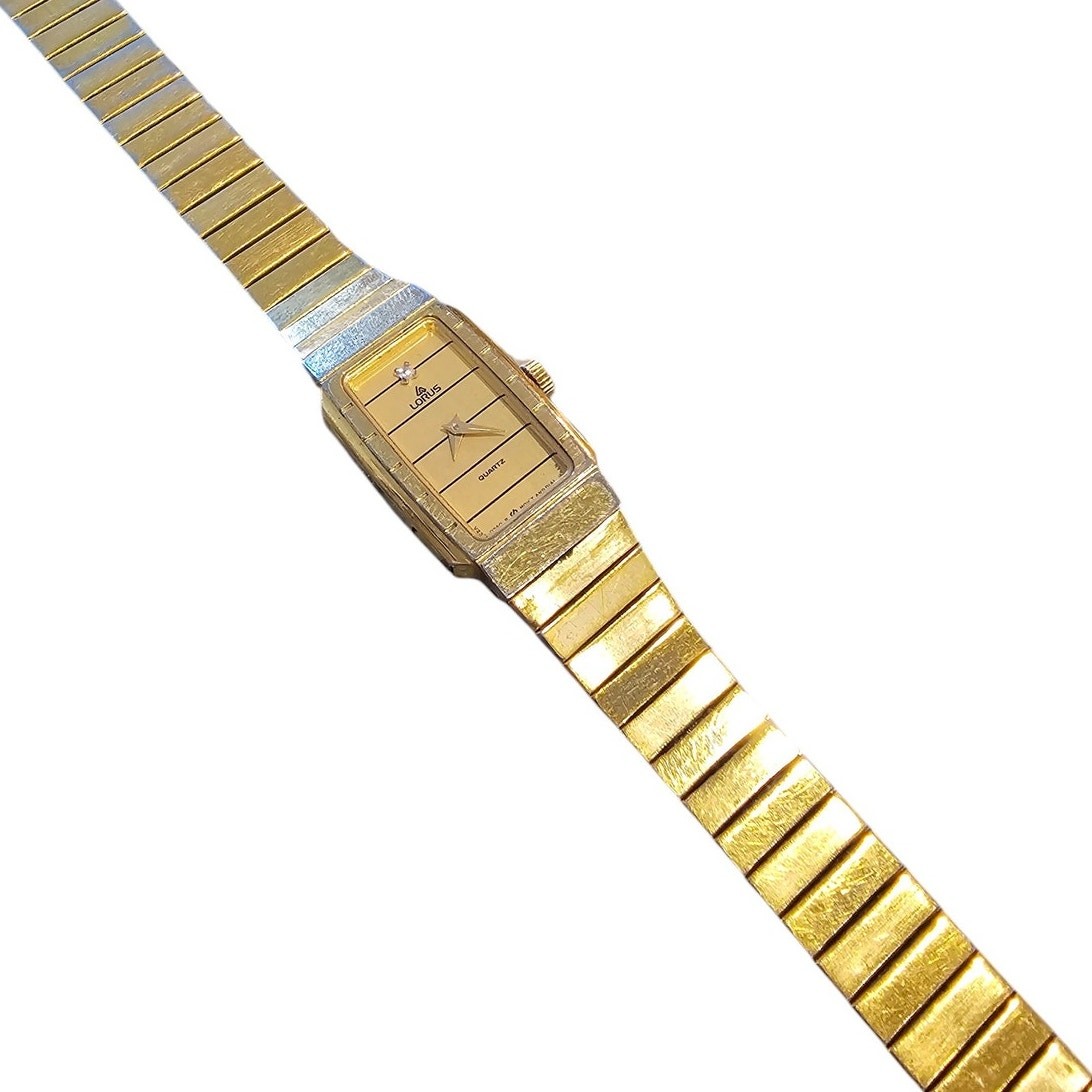 Tank Rare Vintage Lorus by Quartz Unisex Tone Gold Y232-5470 Seiko - vintagewatches.pk