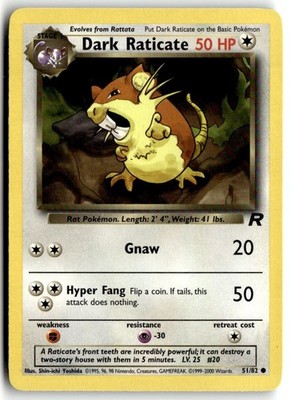 2000 Pokemon - Team Rocket Dark Raticate #51/82