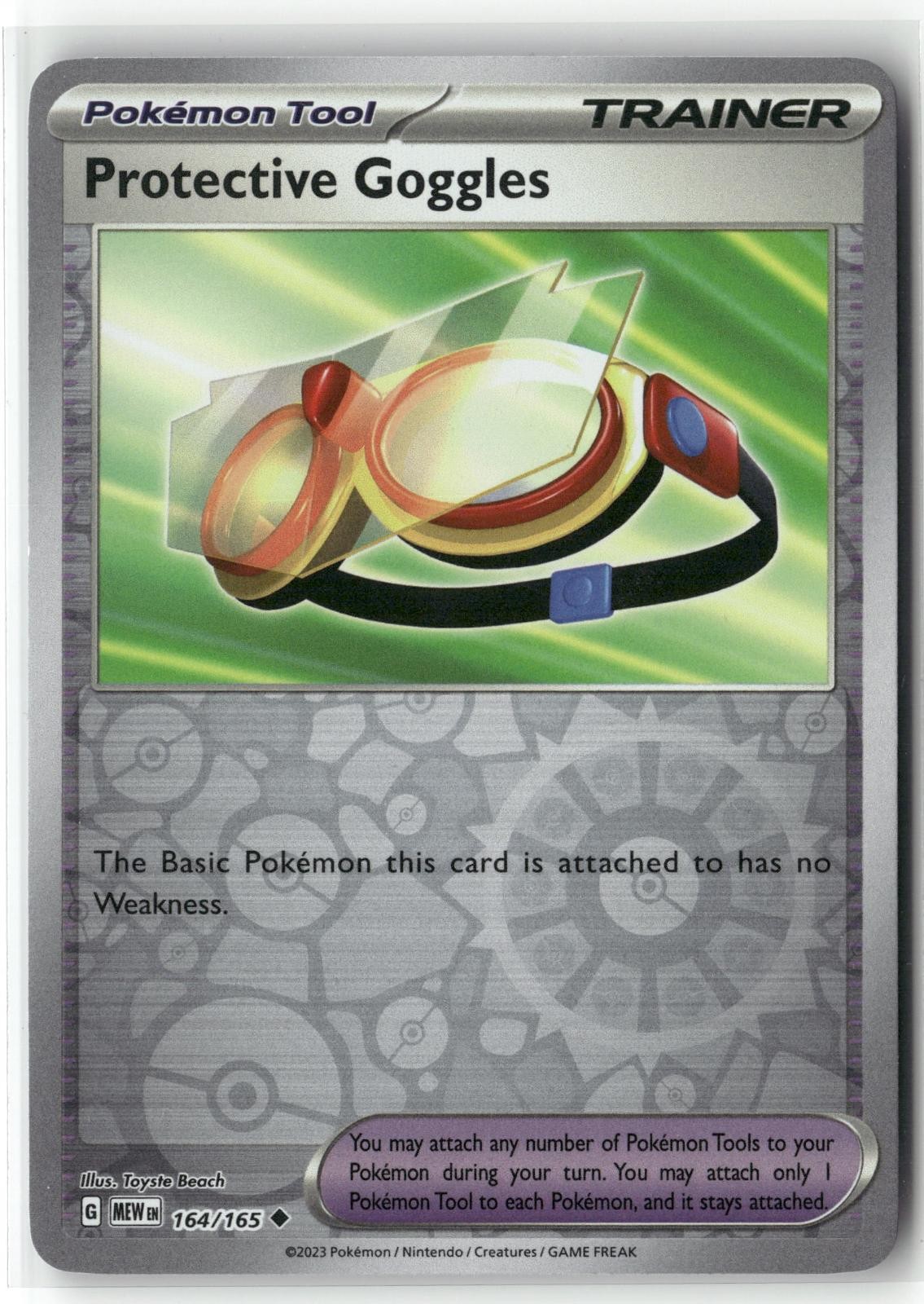 Protective Goggles 164 Reverse Holo 151 Pokemon Uncommon Reverse Holo Near Mint