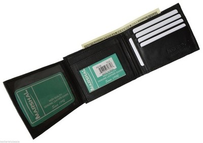 Genuine Leather Men's Wallet Bifold Trifold Hybrid Foldout ID Case Marshal 