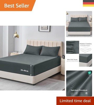 Atmungsaktives Spannbettlaken 180x200cm für Boxspringbetten in Grau/Anthrazit