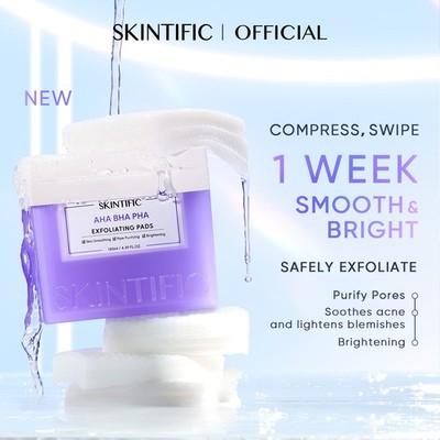 SKINTIFIC Exfoliating Pads AHA BHA PHA 40pcs Smooth Bright Skin Acne Pore Cleans