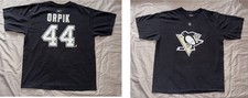 Pittsburgh Penguins ORPIK 44 Men's Large REEBOK black cotton T shirt 22 x 28