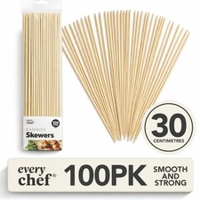100 Bamboo Skewers BBQ Kebab Fruit Chocolate Fondue Grill Wooden Sticks